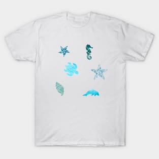 Ocean pattern animals set T-Shirt